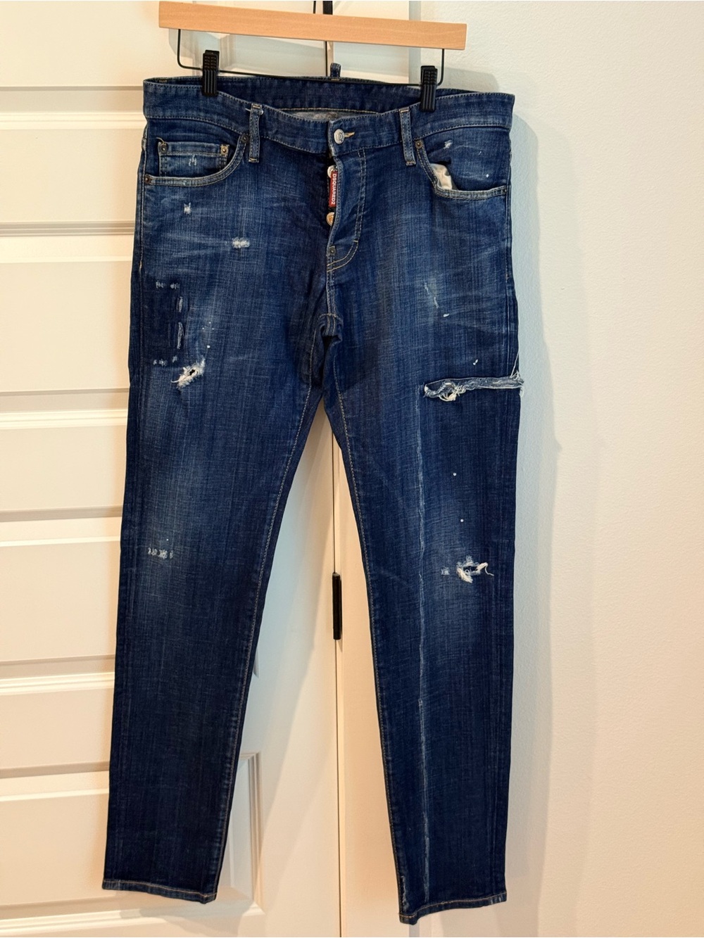DSQUARED2 Men's Distressed Dark Blue Slim Jeans